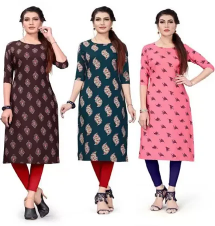 Women Printed Crepe A-line Kurta  (Multicolor)